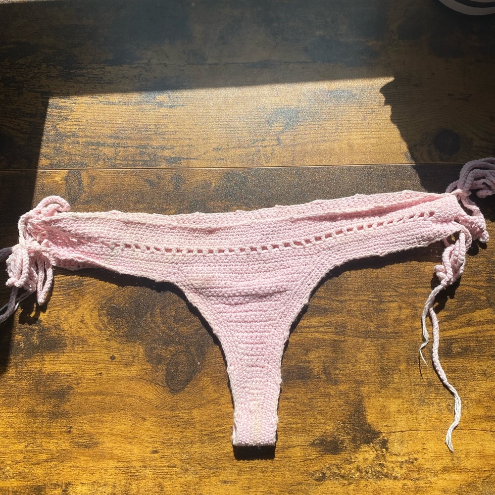 Vintage pink crochet Brazilian bikini